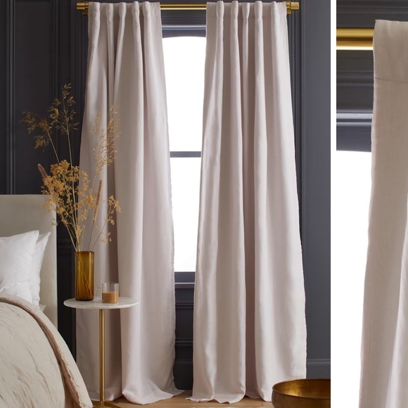QUINCE Set Of 2 48x84 European Linen Room Darkening Curtains Vintage Blush 4473